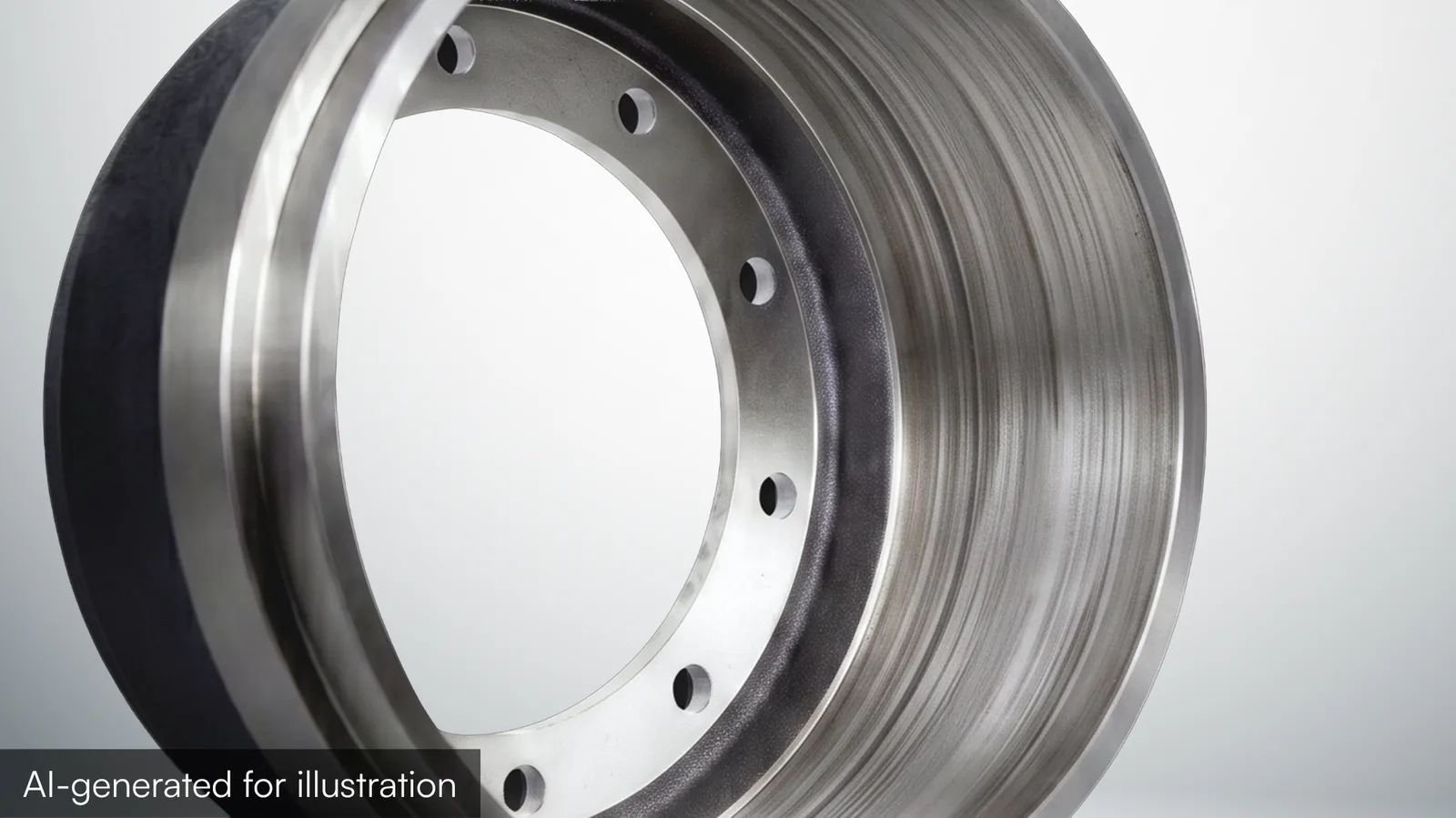 Deep circular scoring grooves worn into the inner friction surface of a brake drum
