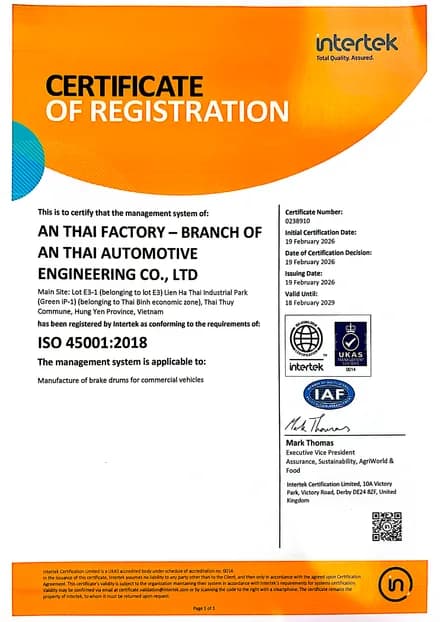 ISO 45001 certificate