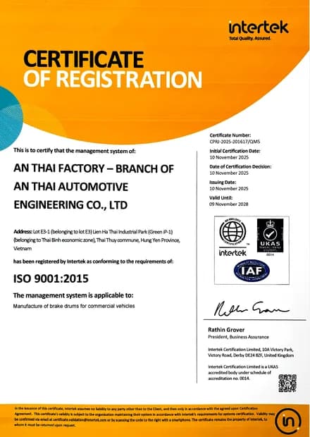 ISO 9001 certificate